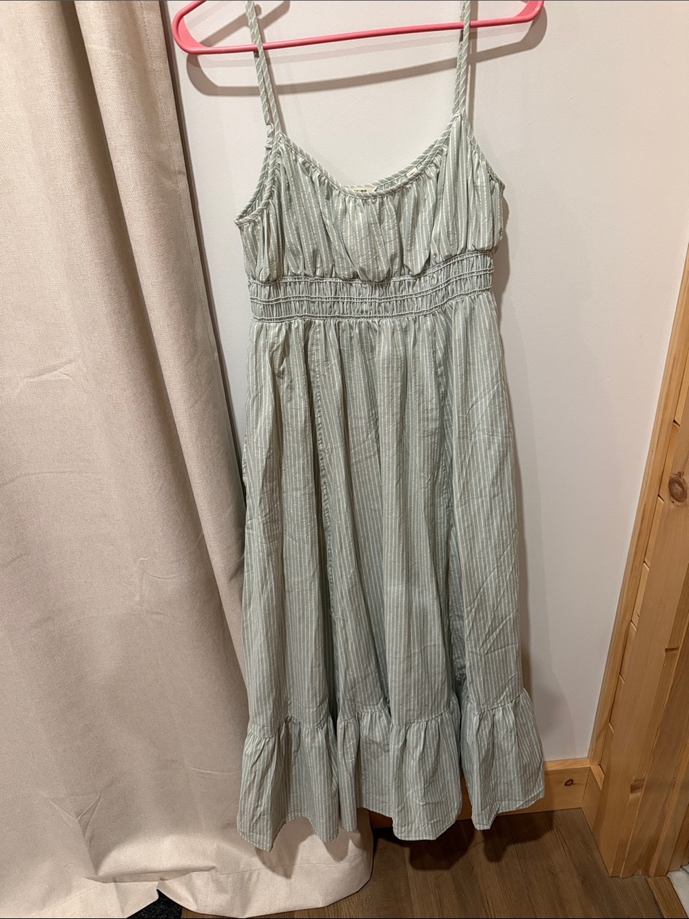 Light Sage Green Striped Sundress